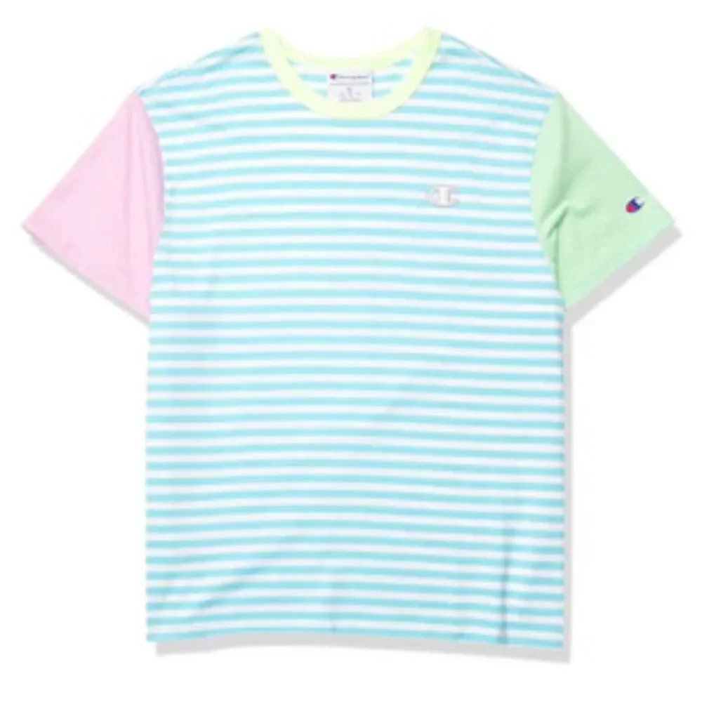 Champion Campus Ringer Stripped/Colour Block Slight Crop T-Shirt -Small in Multi - Picture 2 of 6
